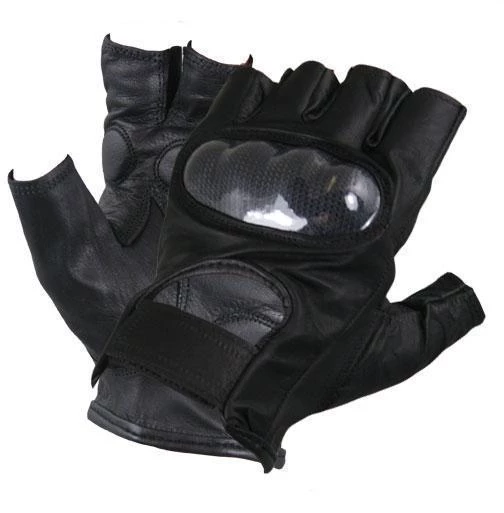 Riding Gear Xelement XG1475 Men's Black Knuckle Protected Leather Fingerless Riding Gloves