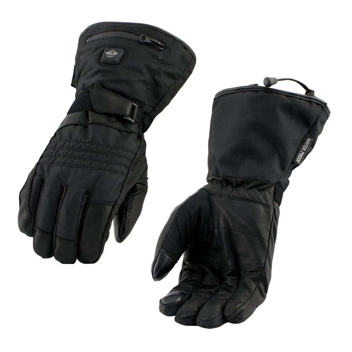 Riding Gear Nexgen Heat NXG17501SET Men’s Black Heated Textile And Leather Fashion Gloves With I-Touch (Battery Pack Included)