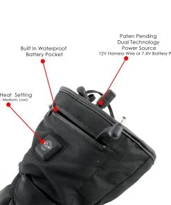 Xelement XG17501SET Men’s Black Heated Textile & Leather Combo Gauntlet Gloves With I-Touch (Battery Pack Included)