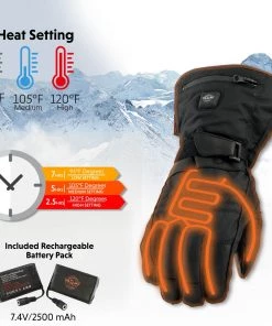 Xelement XG17501SET Men’s Black Heated Textile & Leather Gauntlet Gloves And MP79905 Heated Socks Riding Gear