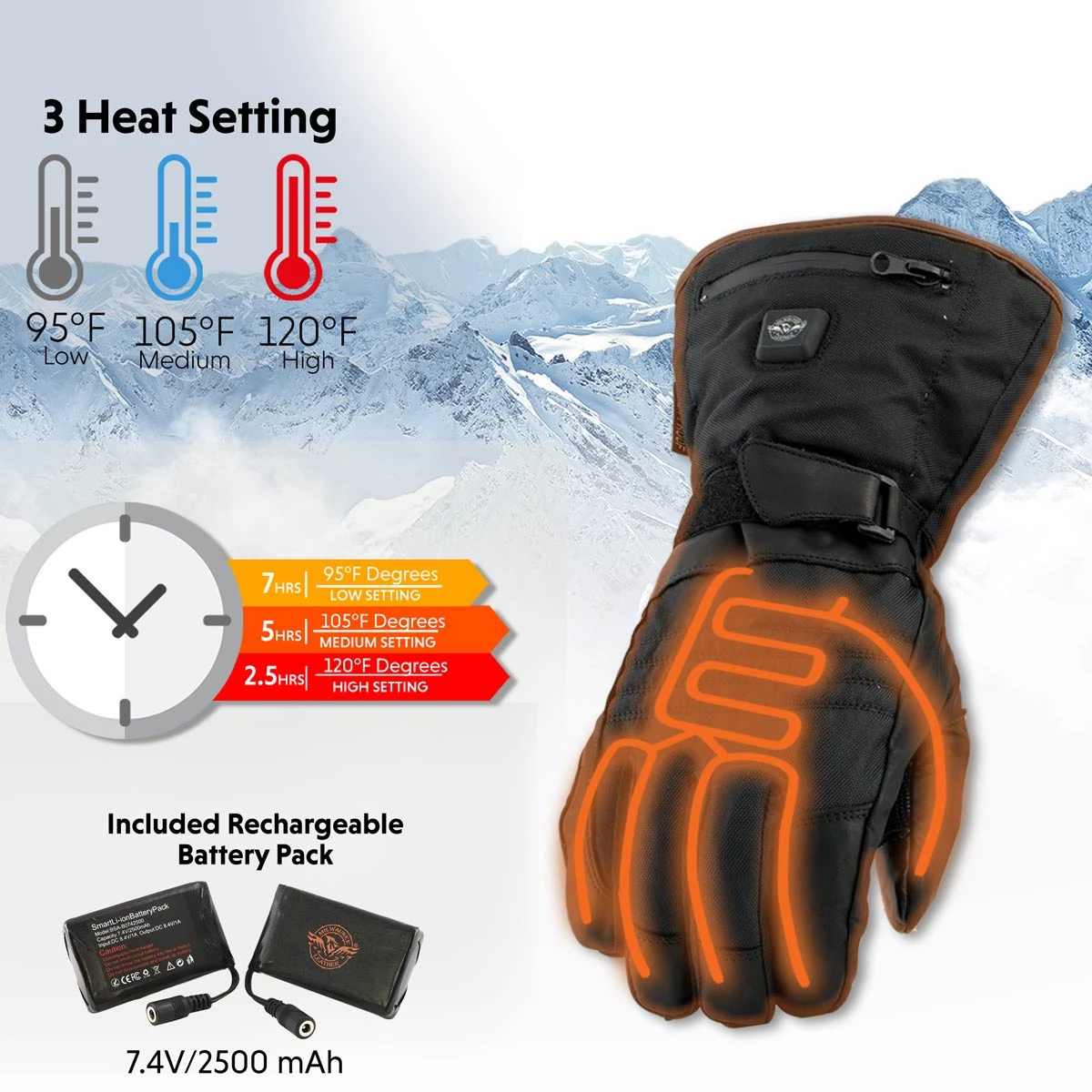 Xelement XG17501SET Men’s Black Heated Textile & Leather Gauntlet Gloves And MP79905 Heated Socks Riding Gear