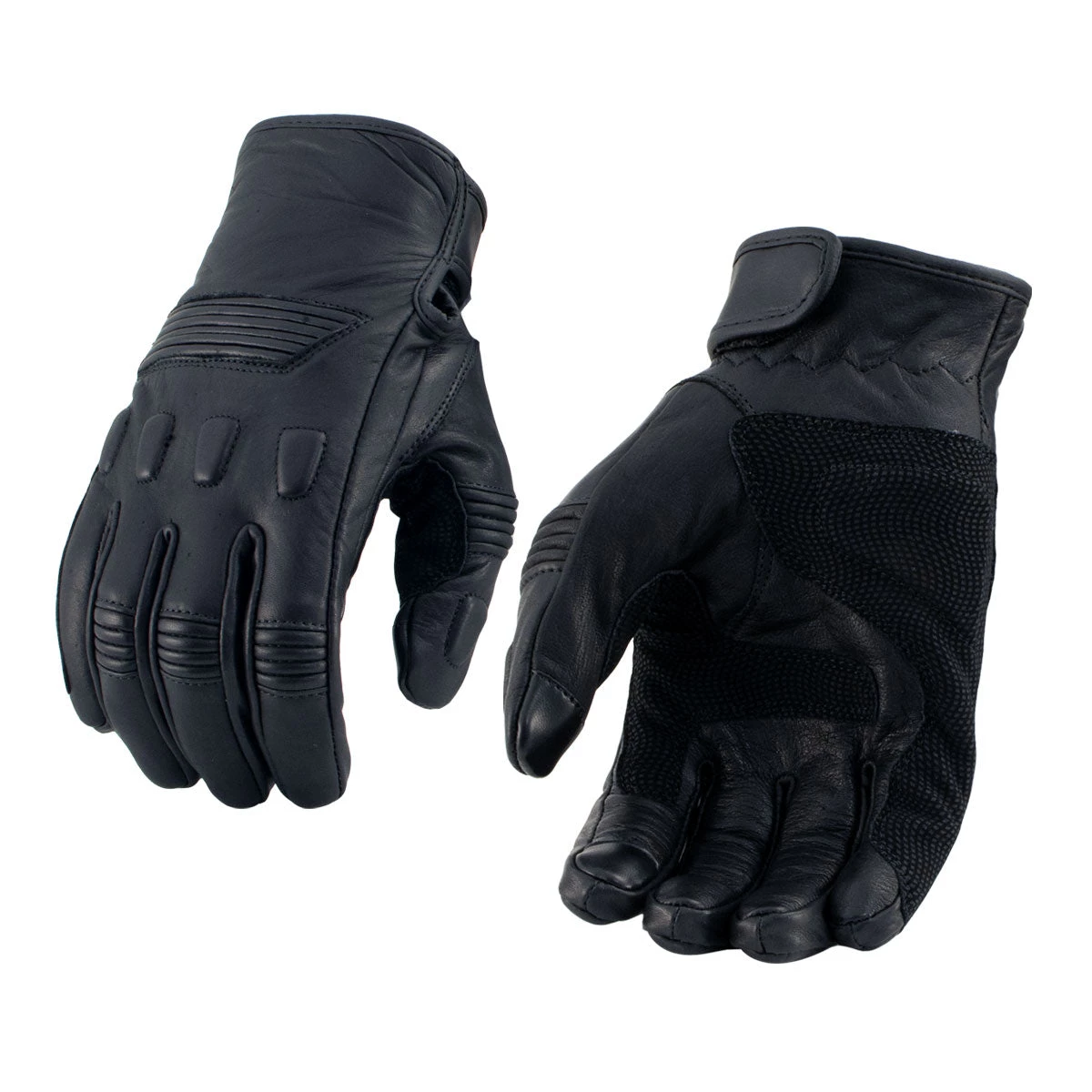 Riding Gear Xelement XG17503 Men's Black Leather 'Flex' Racing Gloves