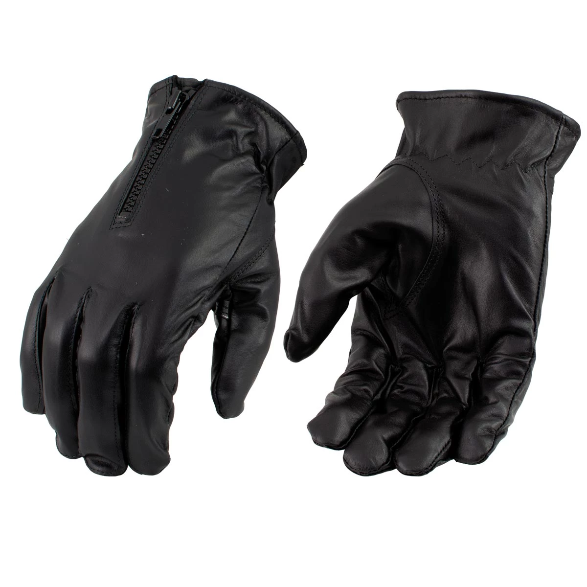 Genuine Leather Men’s XG2055 Black Winter Biker Leather Motorcycle Riding Gloves