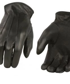 Genuine Leather Men’s XG2056 Black Winter Biker Leather Motorcycle Riding Gloves Riding Gear