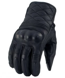 Xelement XG17500 Men's Black Leather'Hard Knuckle' Racing Gloves