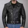 Hot Leathers XKM1002 Men's Classic Motorcycle Leather Jacket With Zip Out Lining Leather Motorcycle Jackets