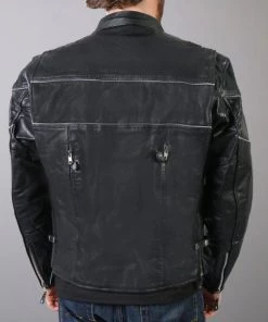 Hot Leathers Leather Motorcycle Jackets XKM1004 Men's Leather Vented Jacket With Reflective Piping