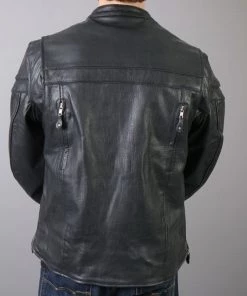 Milwaukee Leather Men's Leather Jacket With Double Reflective Piping Leather Motorcycle Jackets