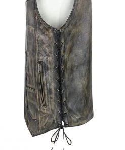 Xelement XS3540 Men's'Wreck' Distressed Brown Multi-Pocket Leather Vest