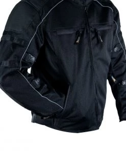 Xelement XS6557 Men's'Troubled' Black All-Weather Mesh Jacket With X-Armor Protection