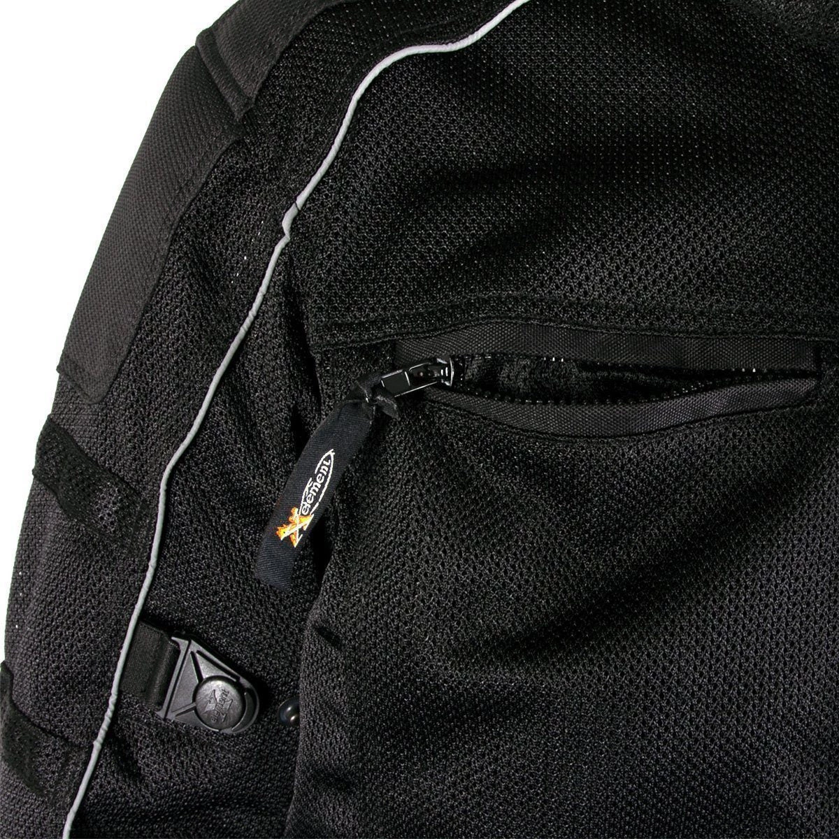 Xelement XS6557 Men's 'Troubled' Black All-Weather Mesh Jacket With X-Armor Protection