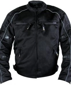 Xelement XS6557 Men's 'Troubled' Black All-Weather Mesh Jacket With X-Armor Protection