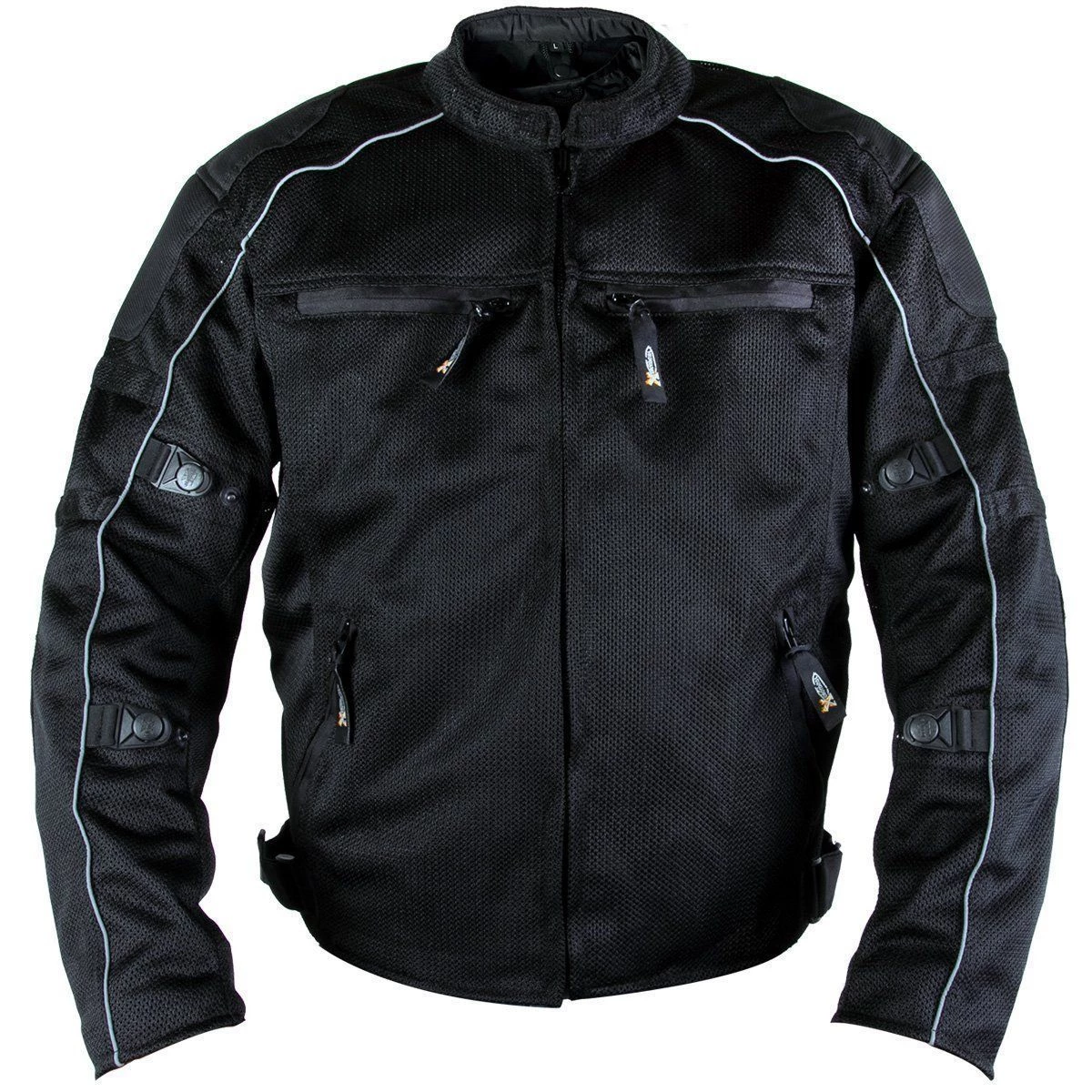 Xelement XS6557 Men's 'Troubled' Black All-Weather Mesh Jacket With X-Armor Protection