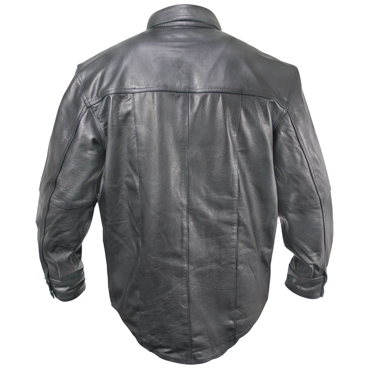 Xelement XS908B Men's 'Nickel' Black Casual Leather Shirt With Vintage Buffalo Buttons Conceal Carry