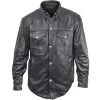 Xelement XS908B Men's 'Nickel' Black Casual Leather Shirt With Vintage Buffalo Buttons Conceal Carry