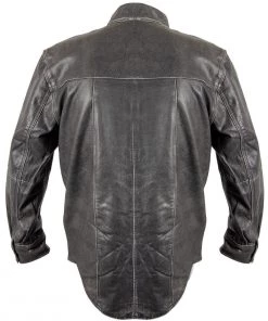 Conceal Carry Xelement XS-921G Men's'Nickel' Distress Gray Leather Shirt With Vintage Buffalo Buttons