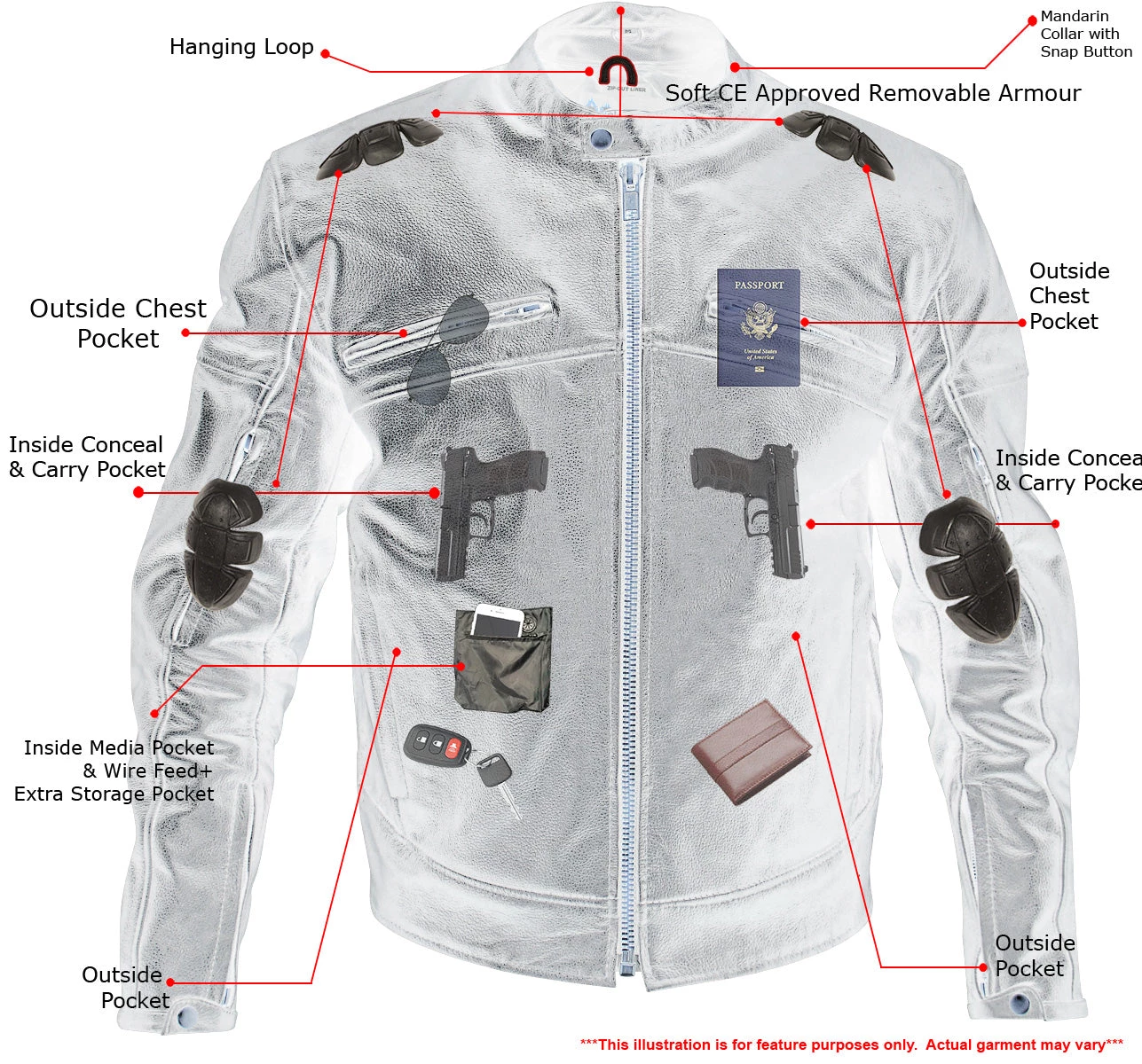 Xelement XSPR105 Men's 'The Racer' Black Armored Leather Racing Jacket Leather Motorcycle Jackets