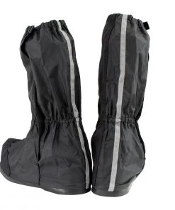 Genuine Leather Riding Gear Unisex XS002 Black Full Coverage Hard Walking Sole Motorcycle Rain Boot Covers
