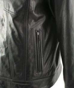 Leather Motorcycle Jackets Xelement XS1025 Men’s'Cross Rake' Black Snap Front Leather Shirt Jacket With Removable Hoodie
