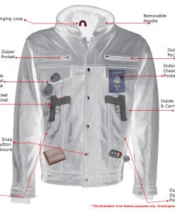 Leather Motorcycle Jackets Xelement XS1025 Men’s'Cross Rake' Black Snap Front Leather Shirt Jacket With Removable Hoodie