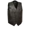 Genuine Leather Motorcycle Vests Men’s XS102 Black Classic Motorcycle Vest