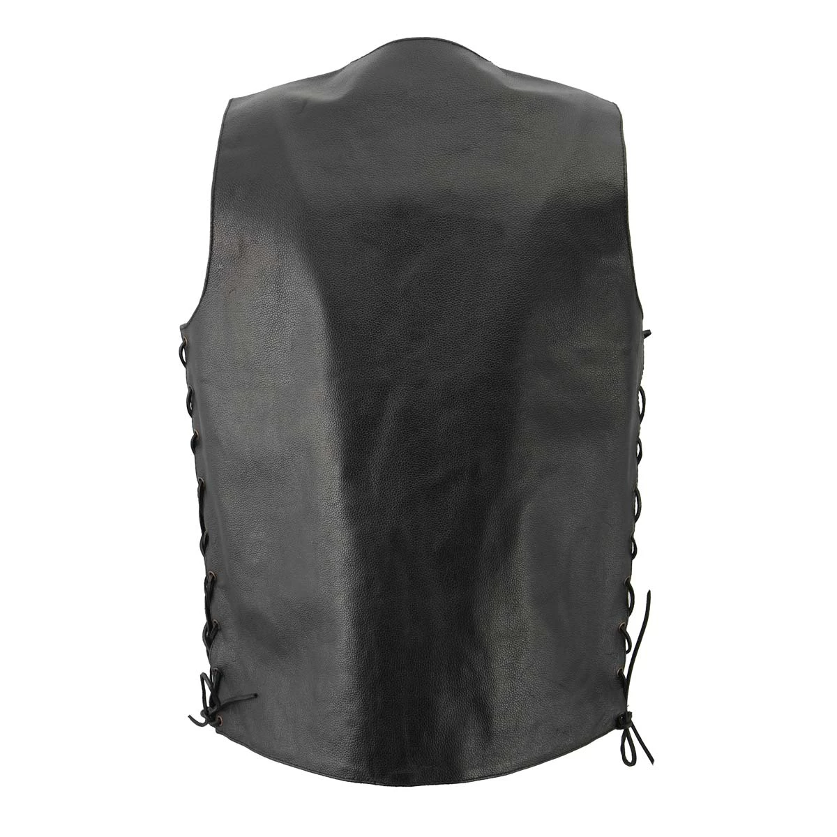 Genuine Leather Men’s XS106T Tall Size 10-Pocket Classic Black Side Laced Biker Leather Vest Motorcycle Vests