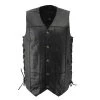 Genuine Leather Men’s XS106T Tall Size 10-Pocket Classic Black Side Laced Biker Leather Vest Motorcycle Vests