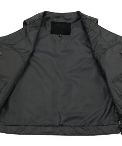 Genuine Leather Men’s XS106T Tall Size 10-Pocket Classic Black Side Laced Biker Leather Vest Motorcycle Vests