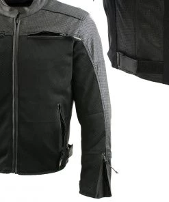 Xelement XS11001 Men's ‘Chaos’ Black Perforated Leather And Mesh Armored Scooter Jacket
