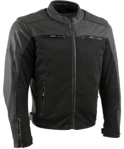 Xelement XS11001 Men's ‘Chaos’ Black Perforated Leather And Mesh Armored Scooter Jacket