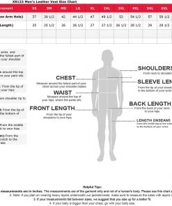 Genuine Leather Men’s XS122 Black Collarless SOA Style Dual Snap And Zip Front Leather Motorcycle Vest