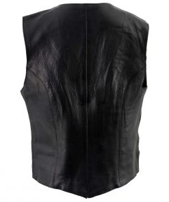 Motorcycle Vests Milwaukee Leather XS1253 Women's Classic Black Leather Vest With Buffalo Nickel Snap Buttons