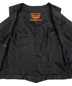 Motorcycle Vests Milwaukee Leather XS1253 Women's Classic Black Leather Vest With Buffalo Nickel Snap Buttons