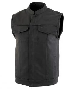 Motorcycle Vests Xelement XS13001 Men's'Barrage' Flat Black Club Leather Vest