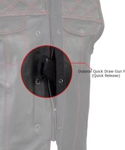 Xelement ‘Gold Series’ XS13002 Men's'Stars And Stripes’ Black Leather MC Vest With USA Flag Liner