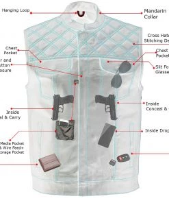 Xelement ‘Gold Series’ XS13002 Men's'Stars And Stripes’ Black Leather MC Vest With USA Flag Liner