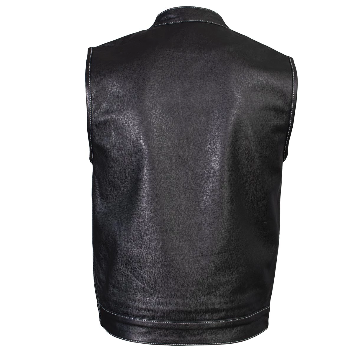 Xelement ‘Gold Series’ XS13004 Men's 'Dagger’ Black Leather MC Vest With Flannel Liner