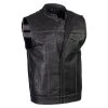 Xelement ‘Gold Series’ XS13004 Men's 'Dagger’ Black Leather MC Vest With Flannel Liner