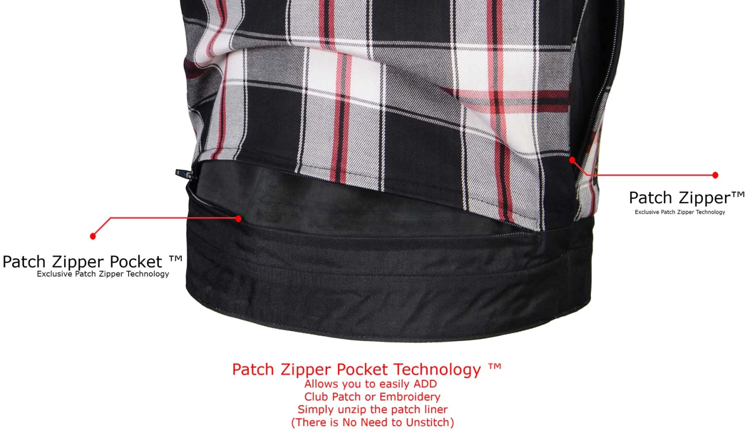 Xelement ‘Gold Series’ XS13004 Men's 'Dagger’ Black Leather MC Vest With Flannel Liner