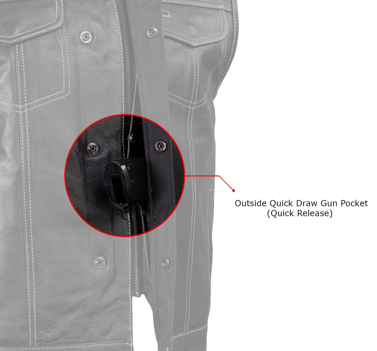 Xelement ‘Gold Series’ XS13004 Men's 'Dagger’ Black Leather MC Vest With Flannel Liner