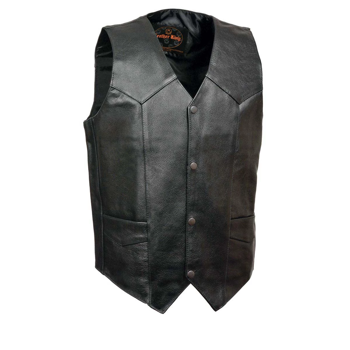 Milwaukee Leather Leather King XS1310LET Men's Classic Black Leather Vest With Snap Button Closure