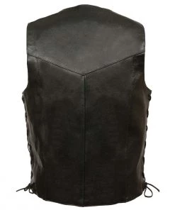 Milwaukee Leather Leather King XS1315 Men's Classic ‘Side Laced’ Black Leather Vest Motorcycle Vests