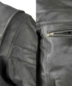 Event Leather SH1408 Men's Black ‘Sporty Crossover’ Vented Black Leather Moto Jacket Leather Motorcycle Jackets