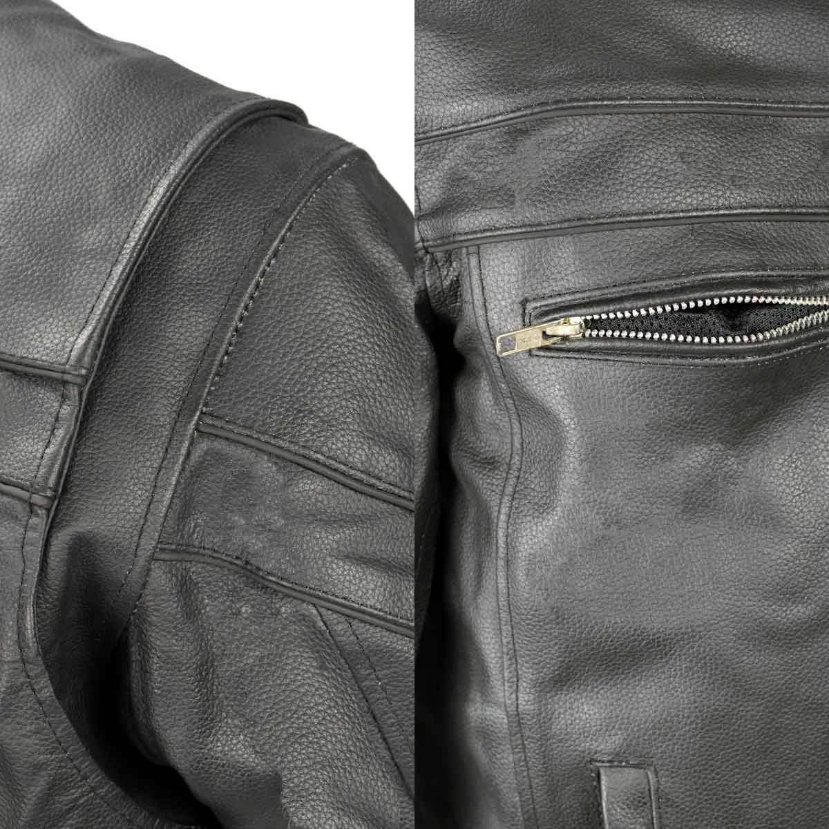 Event Leather SH1408 Men's Black ‘Sporty Crossover’ Vented Black Leather Moto Jacket Leather Motorcycle Jackets