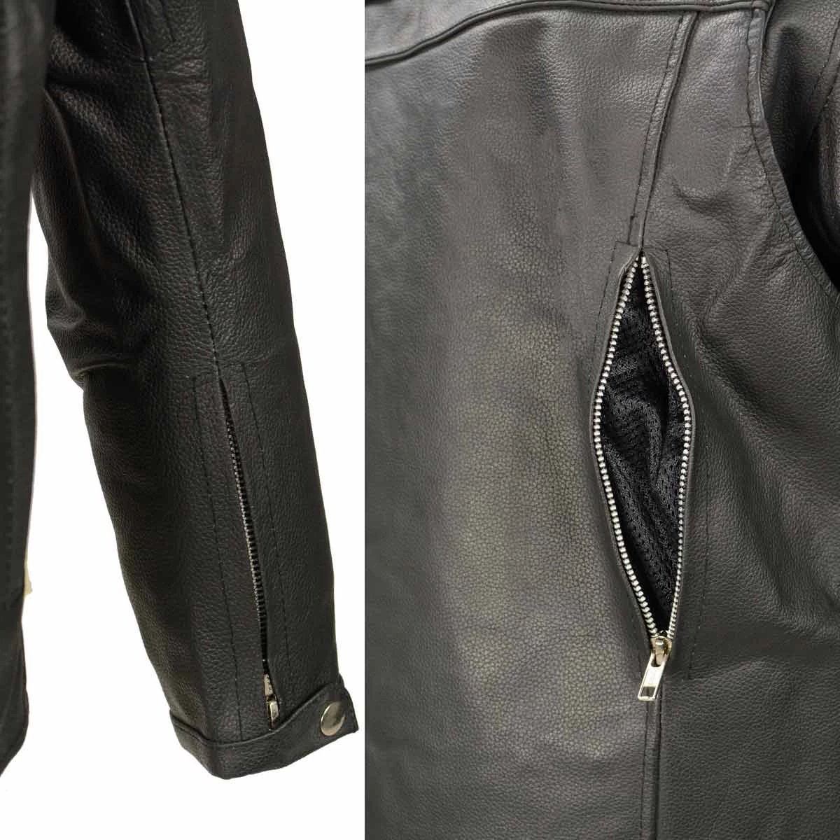 Event Leather SH1408 Men's Black ‘Sporty Crossover’ Vented Black Leather Moto Jacket Leather Motorcycle Jackets