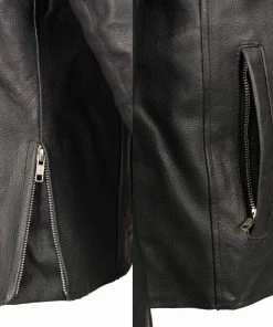 Event Leather SH1408 Men's Black ‘Sporty Crossover’ Vented Black Leather Moto Jacket Leather Motorcycle Jackets