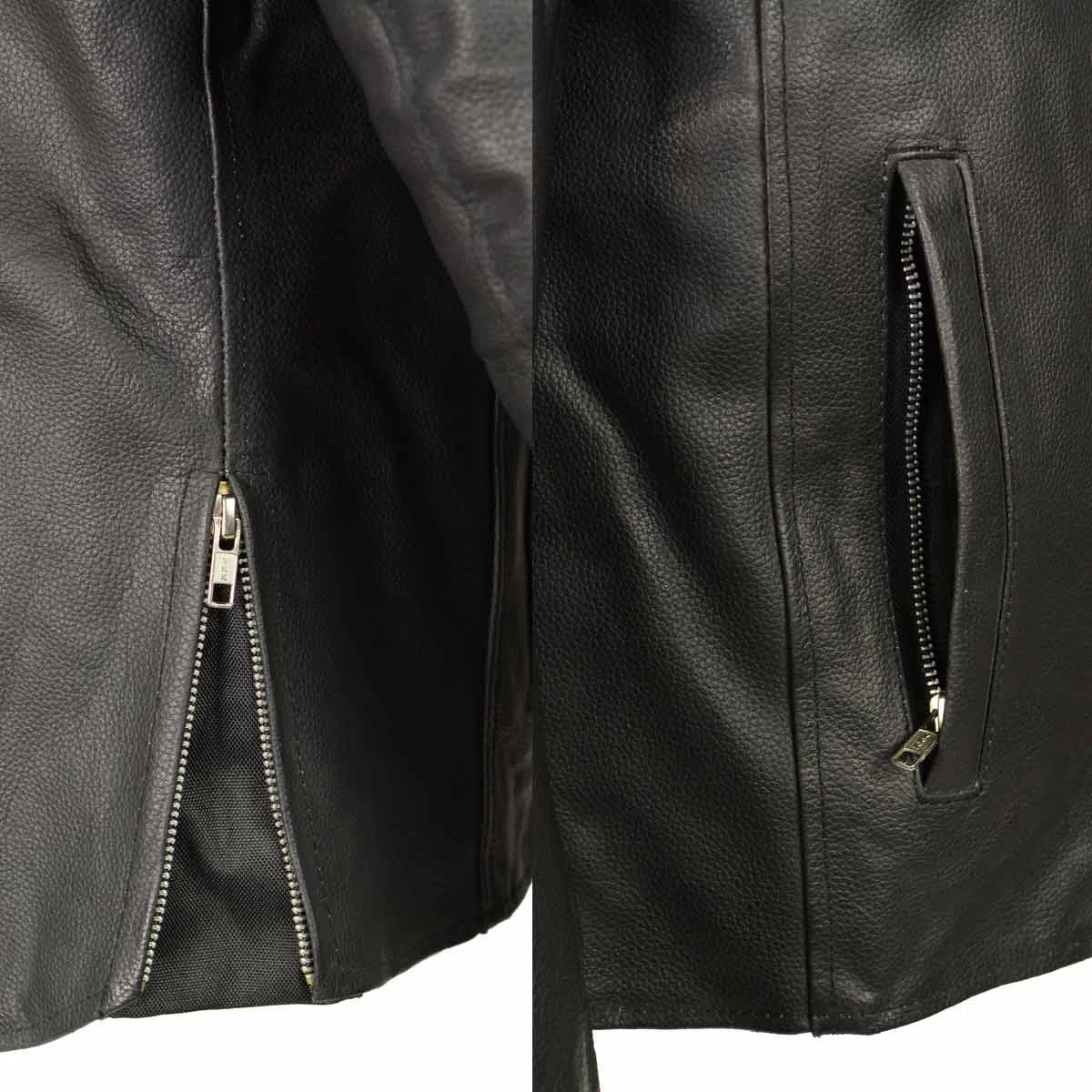 Event Leather SH1408 Men's Black ‘Sporty Crossover’ Vented Black Leather Moto Jacket Leather Motorcycle Jackets