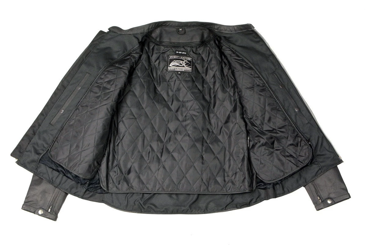 Event Leather SH1408 Men's Black ‘Sporty Crossover’ Vented Black Leather Moto Jacket Leather Motorcycle Jackets