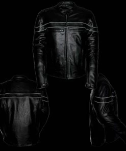 Event Leather SH1408 Men's Black ‘Sporty Crossover’ Vented Black Leather Moto Jacket Leather Motorcycle Jackets
