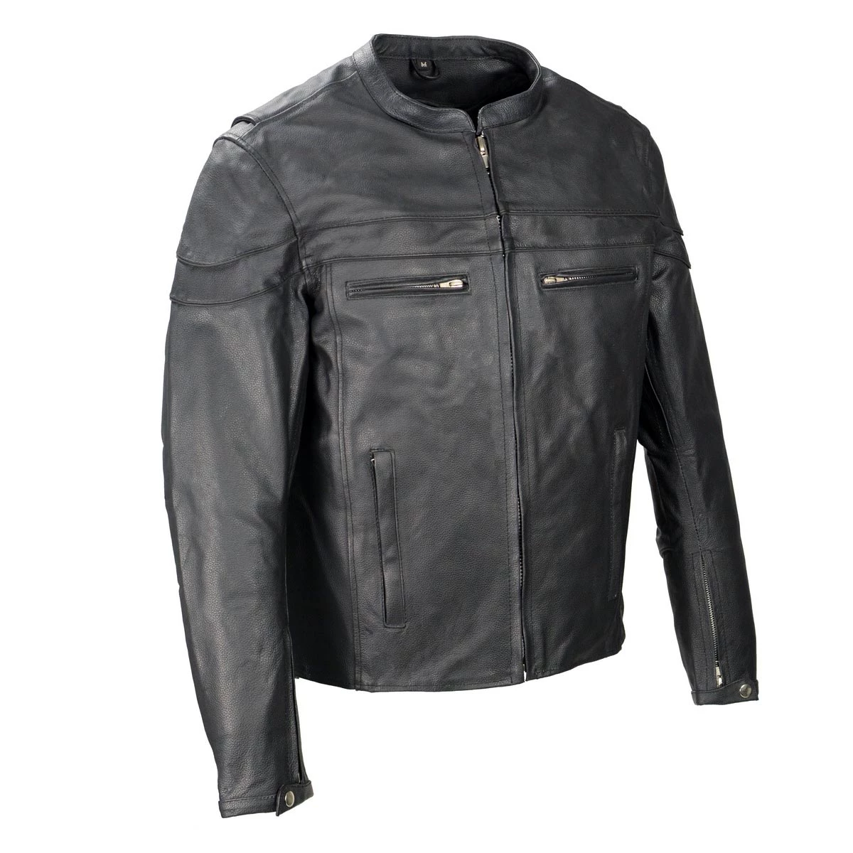 Event Leather SH1408 Men's Black ‘Sporty Crossover’ Vented Black Leather Moto Jacket Leather Motorcycle Jackets